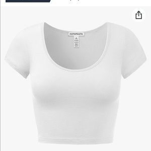 Women's Cotton Basic Scoop Neck Crop Top Short Sleeve Tops